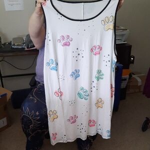 Colorful Paw Print Tank Top Dress